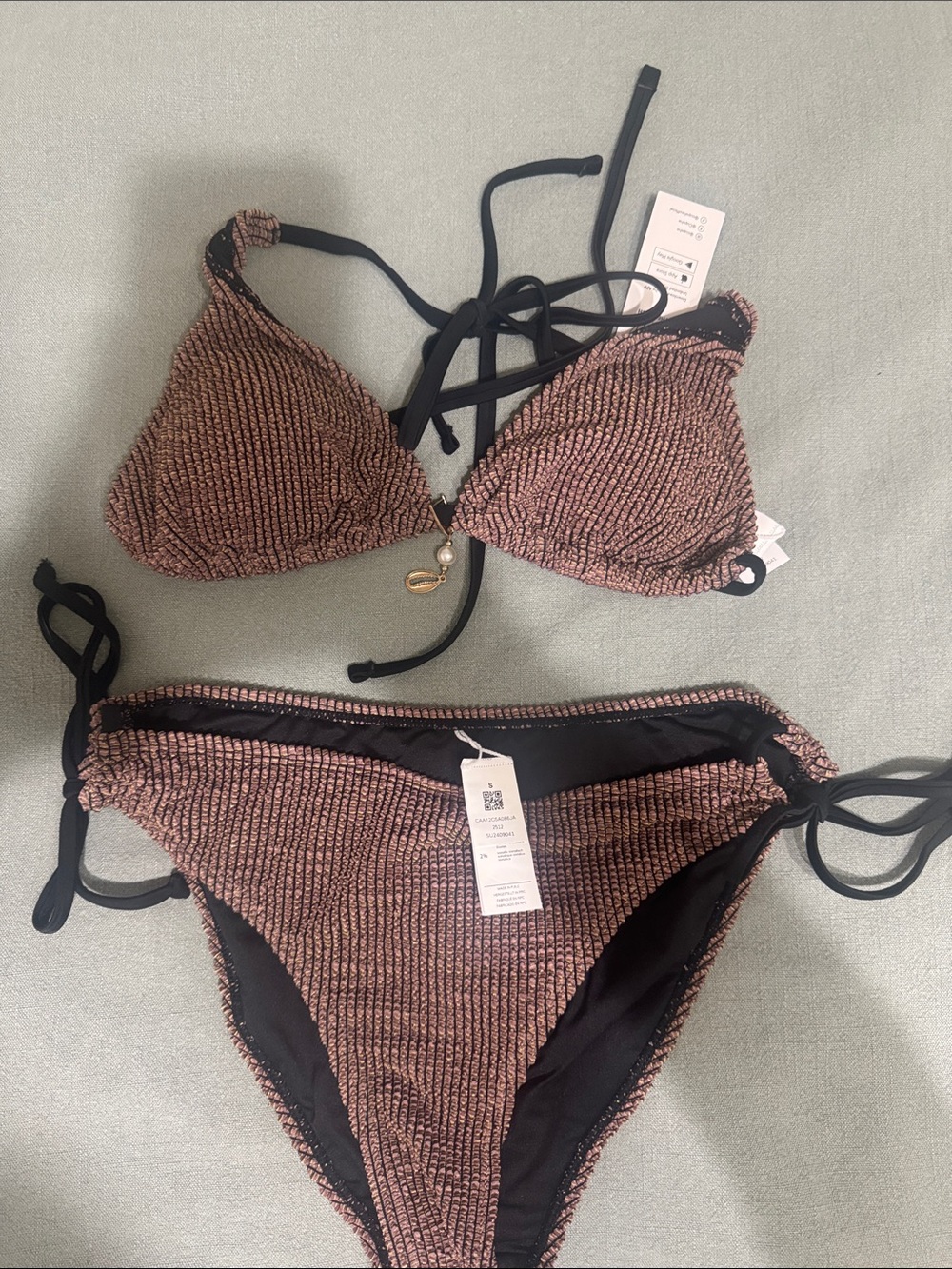 Cupshe Brown Textured Tie Bikini Set